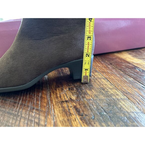 Cinderella Of Boston Brown Micro Suede Boots 2.5M Faux Fur Trim & Box - Picture 12 of 14